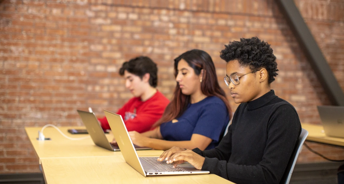 Students studying quietly